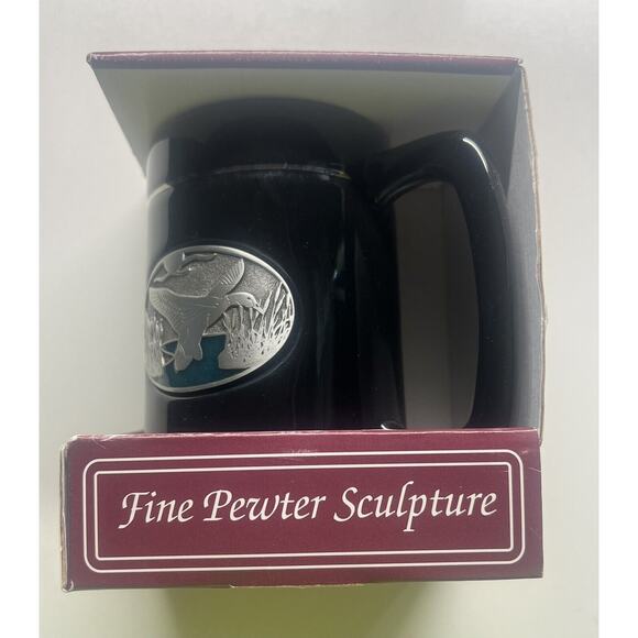 Handcrafted Fine Pewter Emblem Of A Duck On A Coffee Mug New‎ In Box - Picture 1 of 5